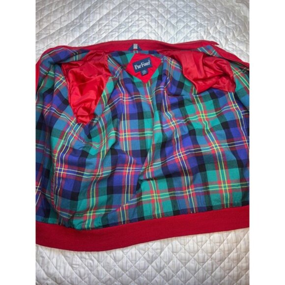 Vintage Par Four Harrington Jacket XL Tall Red Plaid Lined Made in Korea - Picture 3 of 10